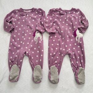 Baby Girl Clothes Twins Matching Fleece Footie Pajamas 18 Months Carters‎